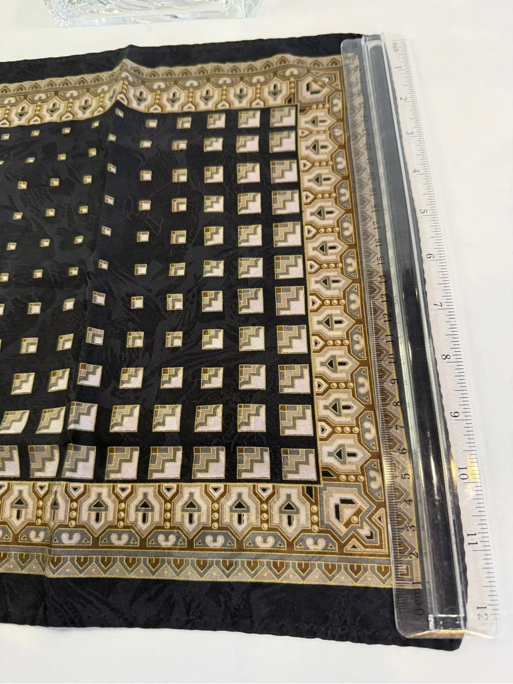 Sophisticated 🖤✨ Vintage Black & Gold Art Deco Pocket Square 12” x 12” ✨🖤